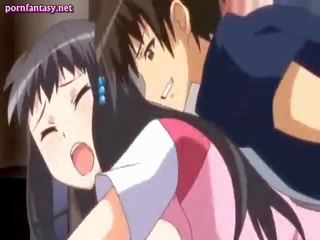 Brunetė anime gauna snack pounded